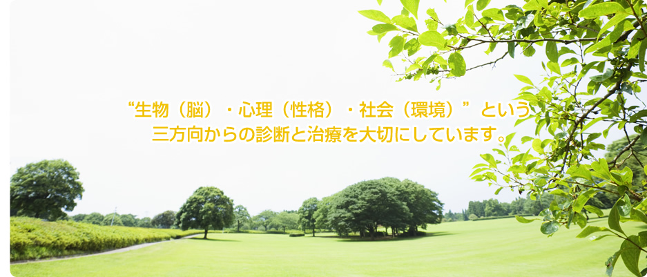 生物（脳）・心理（性格・社会（環境）という三方向からの診断と利用を大切にしています